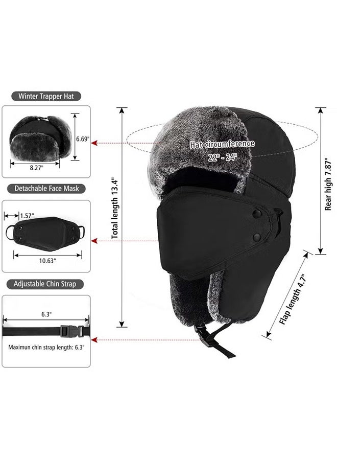 YJ Winter Warm Hat With Detachable Mask,Winter Hats for Men Women,Winter Thick Hat, Trapper Ushanka Hat with Ear Faps Cold Weather Warm Fur Snow Ski Hat - Image 2