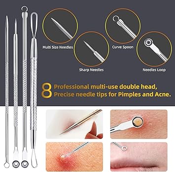 AIBEE 10 Pcs Blackhead Remover Pimple Popper Tool KitComedone Extractor Tools for Acne BlackheadWhiteheadPimplesSpotZit Removal Tool on Nose Face Skin - Image 3