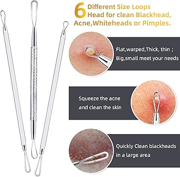 AIBEE 10 Pcs Blackhead Remover Pimple Popper Tool KitComedone Extractor Tools for Acne BlackheadWhiteheadPimplesSpotZit Removal Tool on Nose Face Skin - Image 4