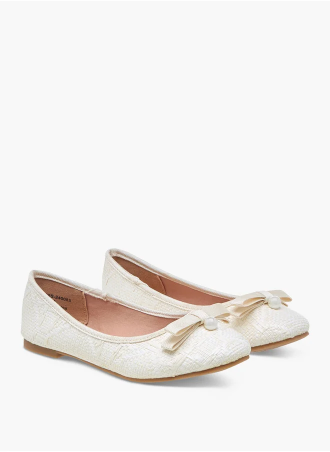 ميسي الصغيرة Bow Applique Slip-On Ballerina Shoes