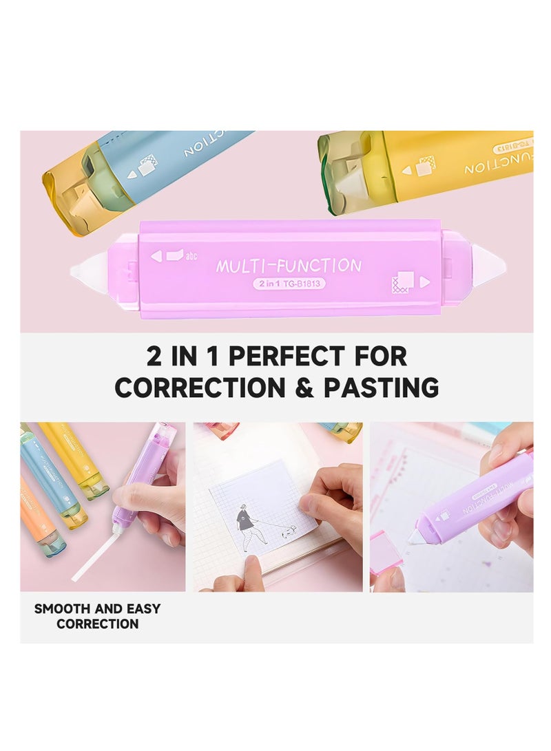 KASTWAVE 4Pcs Whiteout Correction Tape, 2 in1 Double Sided Tape Roller, Cute Quick Dry Japan White Out, with Permanent Double Sided Adhesive Tape Roller Runner, Easy To Use Applicator, School Office Supplies - Image 2