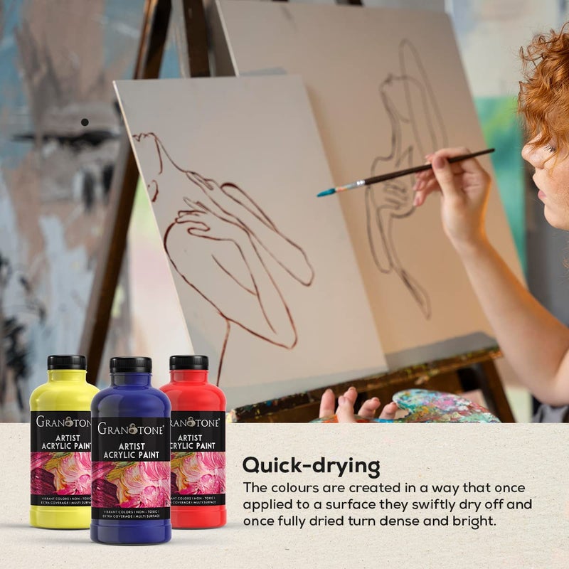 GRANOTONE Acrylic Colour | 500 ml (White) | Rich Pigment, Non-Cracking Art & DIY Paint | Suitable for Canvas, Wood, Leather, Earthenware, and Metal - Image 2