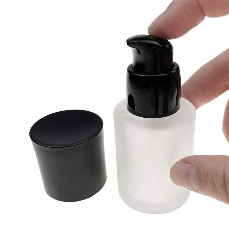 vipolish 2 Pcs 30ML 1OZ Upscale Empty Refillable Frosted Glass Pump Bottle Liquid Foundation Container Dispenser Storage Vial Lotion Essence Emulsion Sample Case for Travel - Image 4