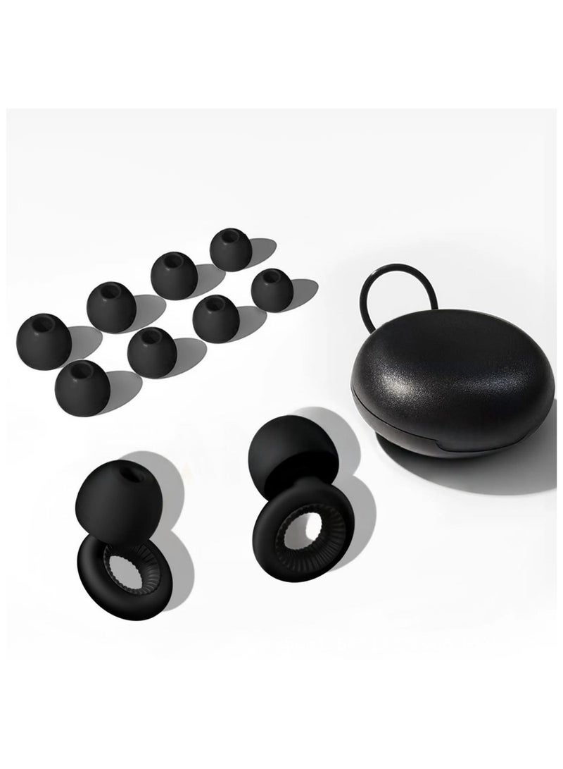 جوسيردا® حلقة الأذنين للنوم ، حماية السمع الناعمة القابلة لإعادة الاستخدام في سدادات الأذن السيليكون مع 8 نصائح الأذن في XS / S / M / L وحالة التخزين ، للنوم ، وحساسية الضوضاء ، والتركيز العميق ، والسفر - الأسود - Image 4
