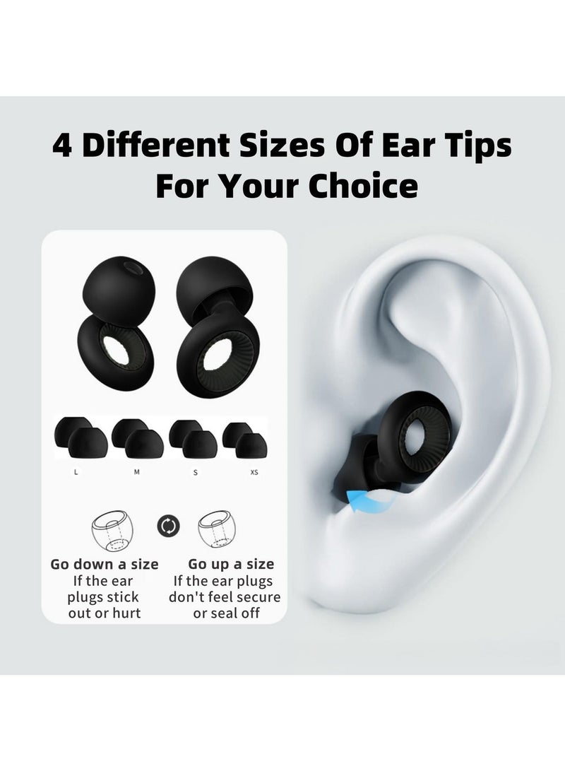 جوسيردا® حلقة الأذنين للنوم ، حماية السمع الناعمة القابلة لإعادة الاستخدام في سدادات الأذن السيليكون مع 8 نصائح الأذن في XS / S / M / L وحالة التخزين ، للنوم ، وحساسية الضوضاء ، والتركيز العميق ، والسفر - الأسود - Image 3