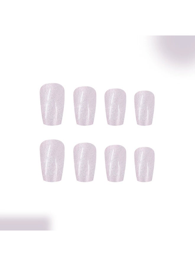 Goolsky أظافر ضغط مربعة قصيرة مع بريق عين القط الرمادي الفاتح - Image 3