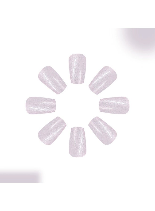 Goolsky أظافر ضغط مربعة قصيرة مع بريق عين القط الرمادي الفاتح - Image 2