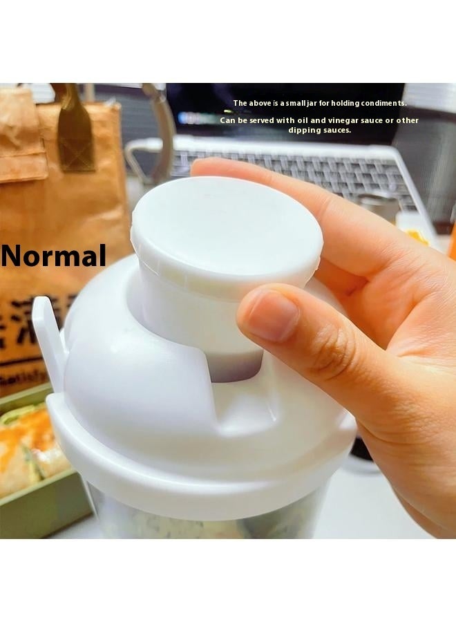 New Keep Fit Salad Meal Shaker Cup Fork Salad Dressing Holder,Fresh Salad Cup Washing Brush,Health Salad Container,Portable Vegetable Breakfast Take Away. White  - Image 3