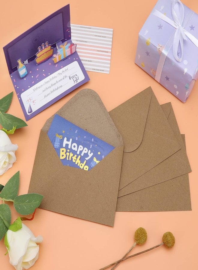 Keketer 50 Pack A4 Envelopes, V-Flap Kraft 4x6 Card Envelopes for Engagement Invites, Weddings Invitation, Birthday Party, Baby shower, RSVP-4.5 x 6.4 Inches (Brown Kraft) - Image 2