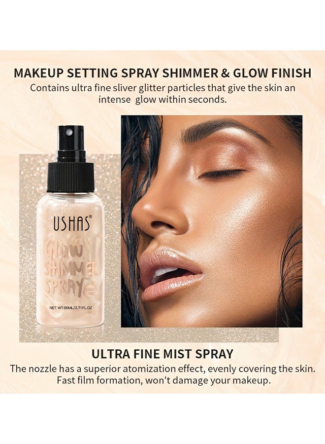 Ushas Glow Shimmer Spray - Shimmer Body Oil Liquid Easy to Push Away Natural Moisture Glitter Face Brightening Glow Pearl Highlighter Illuminator Shine Contouring Makeup for Face and Body #02 - Image 3