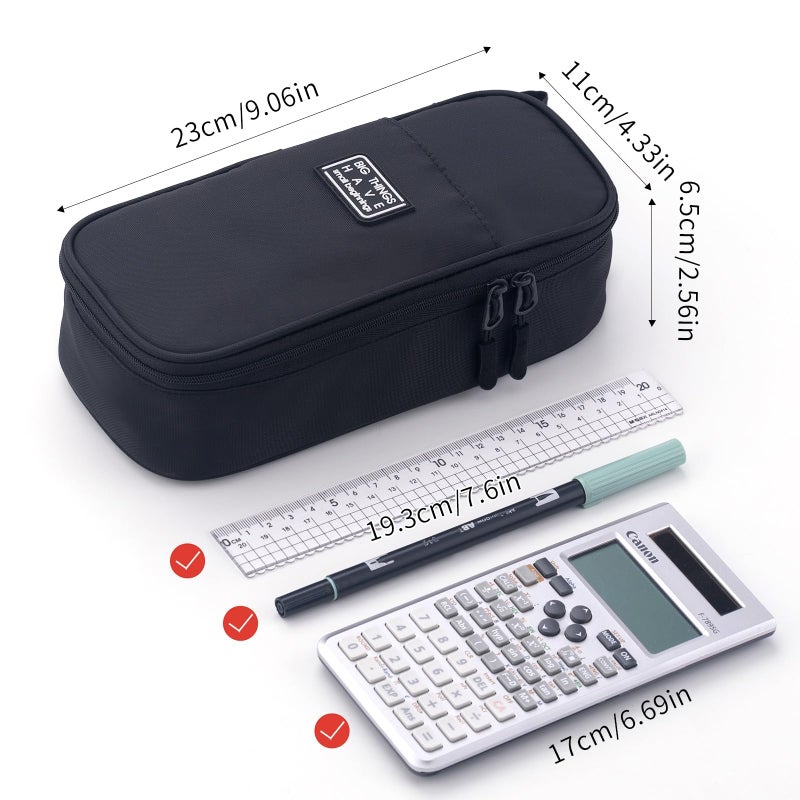 CICIMELON Durable Pen Pencil Case for School Supplies, High Capacity Pencil Bag Pouch Organizer for Teen Girls Boys Adults, Black - Image 4