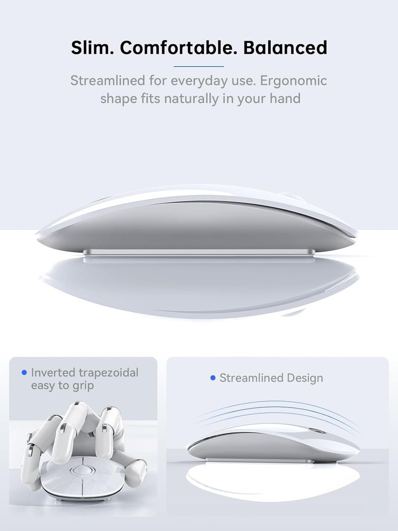 RAPIQUE R306C USB C Wireless Mouse, Type-C 2.4GHz Portable Computer Mouse, Silent Click, Ultra-Slim, 3-Speed DPI, 480 Hours Battery Life, for USB-C Laptops, MacBook, iPad, Surface Pro, MacOS - White - Image 5