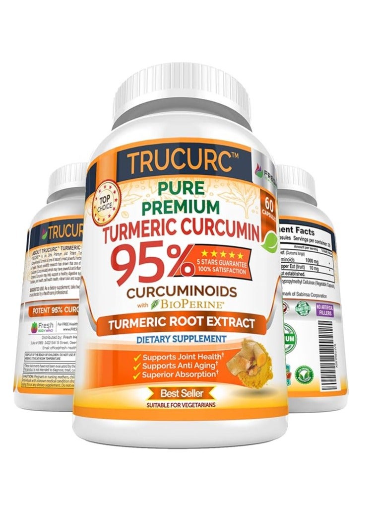 FRESH HEALTHCARE Turmeric Curcumin with Black Pepper Max Absorption for Natural Joint Health Support 60 Caps