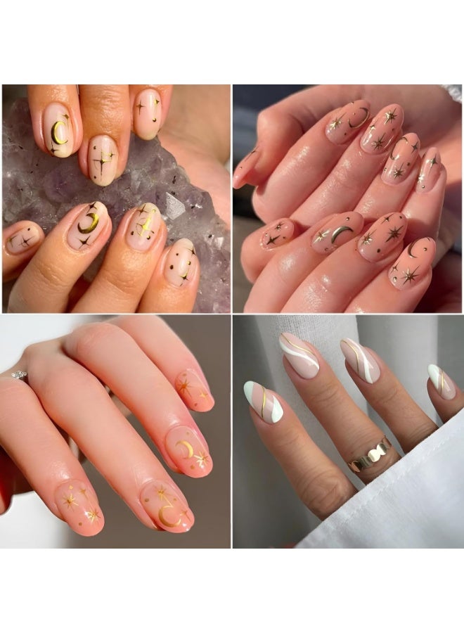 30 Sheets Gold Nail Art Stickers Gold Flower Butterfly Nail Stickers Star Line Self-Adhesive Nail Decals Acrylic Nails DIY Design Nail Supplies for Women and Girls - Image 2