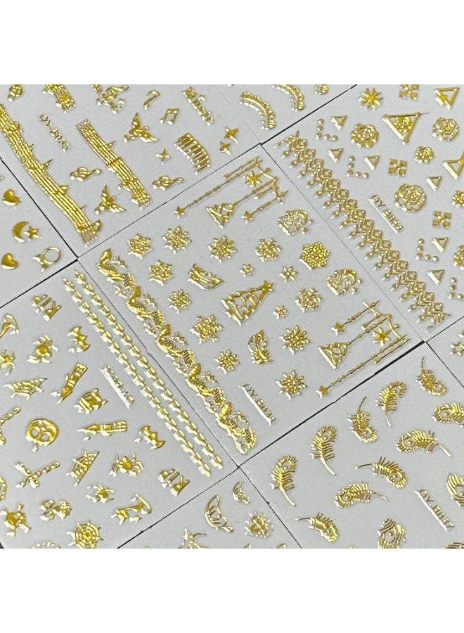 30 Sheets Gold Nail Art Stickers Gold Flower Butterfly Nail Stickers Star Line Self-Adhesive Nail Decals Acrylic Nails DIY Design Nail Supplies for Women and Girls - Image 3