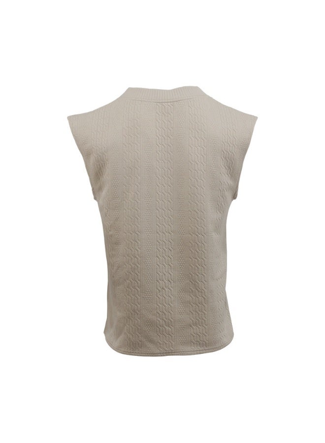 Men's Casual V-neck Loose Jacquard Knitwear Sleeveless Tank Top - Image 3