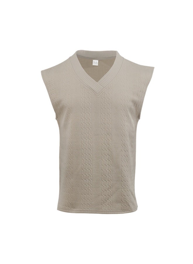 Men's Casual V-neck Loose Jacquard Knitwear Sleeveless Tank Top - Image 2