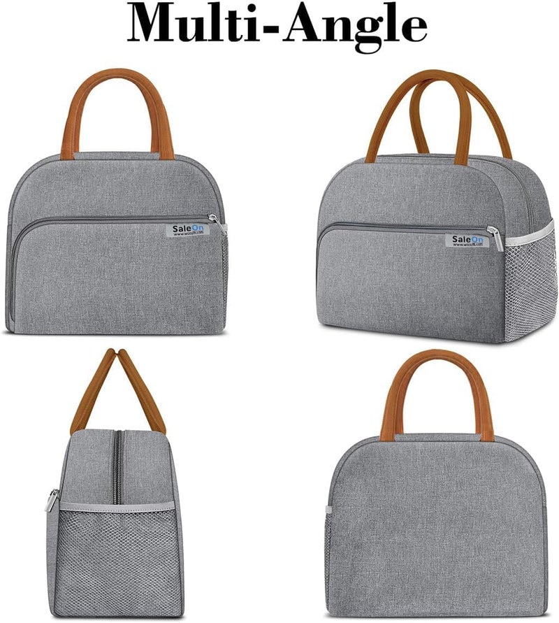 SaleOn SaleOn Insulated Lunch Bag for Women/Men/Adult, Lunch Box Lunch Bag Women, Small Leakproof Cute Lunch Tote Large Capacity Reusable Lunch Container for Work/Office/Picnic/Beach -Grey  - Image 3