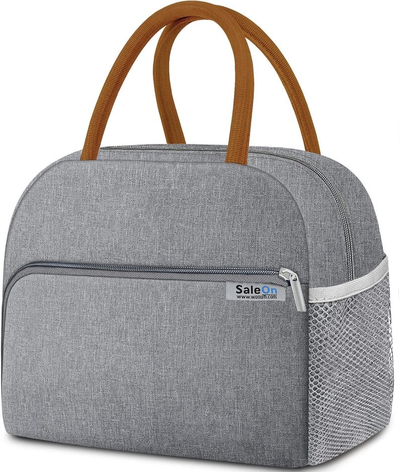 SaleOn SaleOn Insulated Lunch Bag for Women/Men/Adult, Lunch Box Lunch Bag Women, Small Leakproof Cute Lunch Tote Large Capacity Reusable Lunch Container for Work/Office/Picnic/Beach -Grey  - Image 1