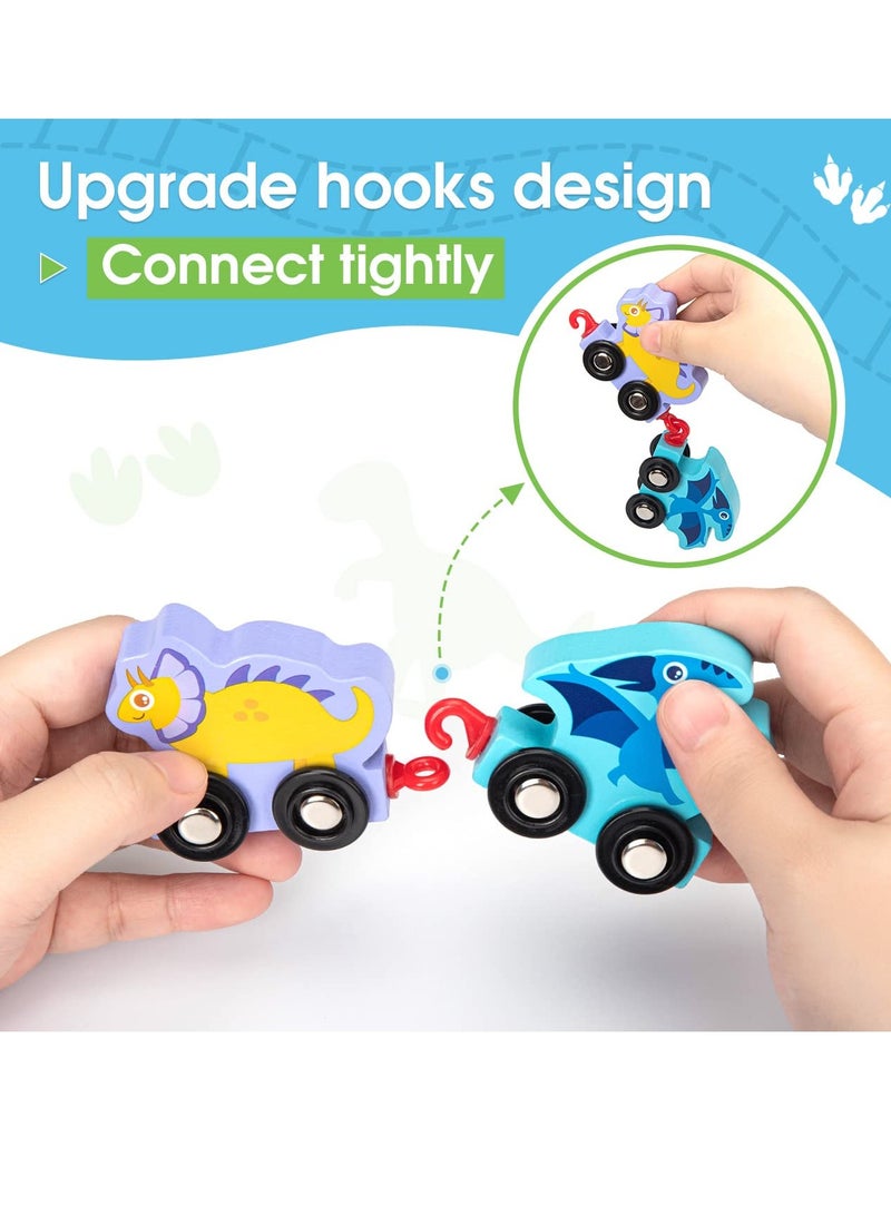 11 PCS Toy Cars for 1 2 3 Year Old Boy Girls Gifts, with Wooden Dinosaur Train Cars with Numbers,Educational Toy Train Set for 2 3 4 Year Old Birthday Gifts Baby Toys 12 18 Months for Infant Toddler  - Image 4