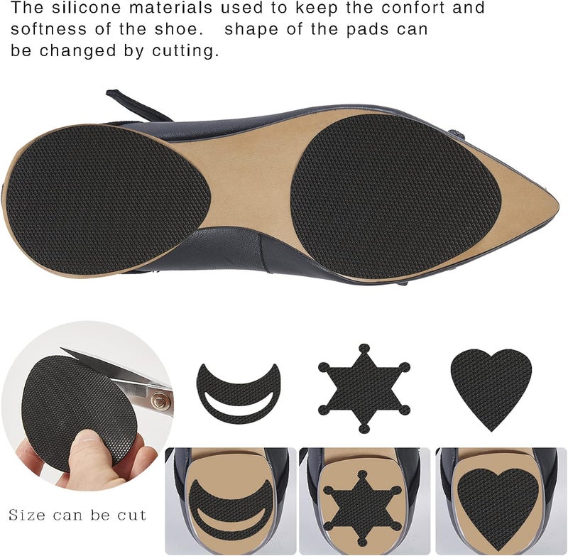 Ashoesert Non Slip Shoes Pads Adhesive Shoe Protectors, Anti Slip Shoe Grips Stickers, Non Slip Shoes Cover Bottoms (Black - 4 Pairs) - Image 2