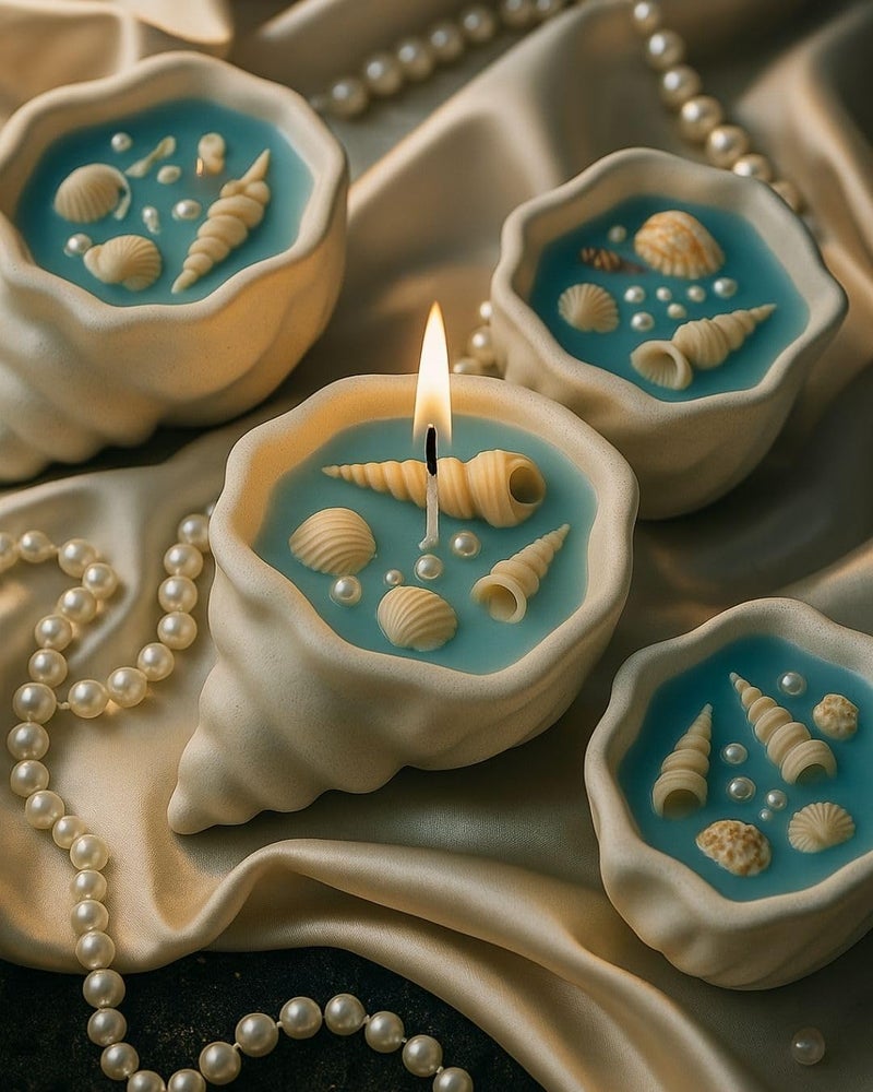 CHRONIKLE Seashell Glow Candle | Handcrafted Scented Soy Wax Candle for Home Décor, Pooja, Festive Lighting & Gifting - Image 2