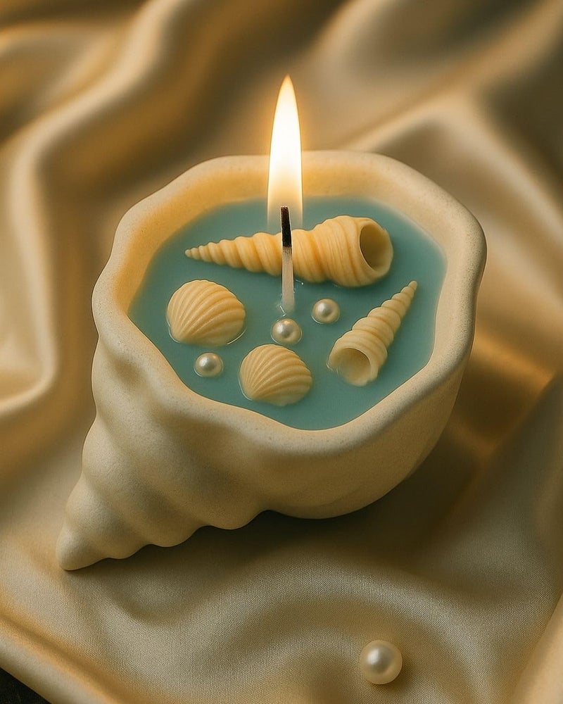 CHRONIKLE Seashell Glow Candle | Handcrafted Scented Soy Wax Candle for Home Décor, Pooja, Festive Lighting & Gifting - Image 5