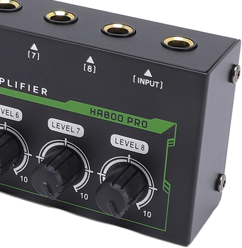 Eujgoov HA800 PRO 8 Channel DJ Mixer Headphone Amplifier Splitter 1/8 TS Headphone Mixer Amp for Studio (US Plug) - Image 3