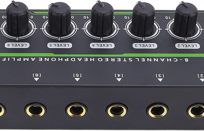Eujgoov HA800 PRO 8 Channel DJ Mixer Headphone Amplifier Splitter 1/8 TS Headphone Mixer Amp for Studio (US Plug) - Image 4