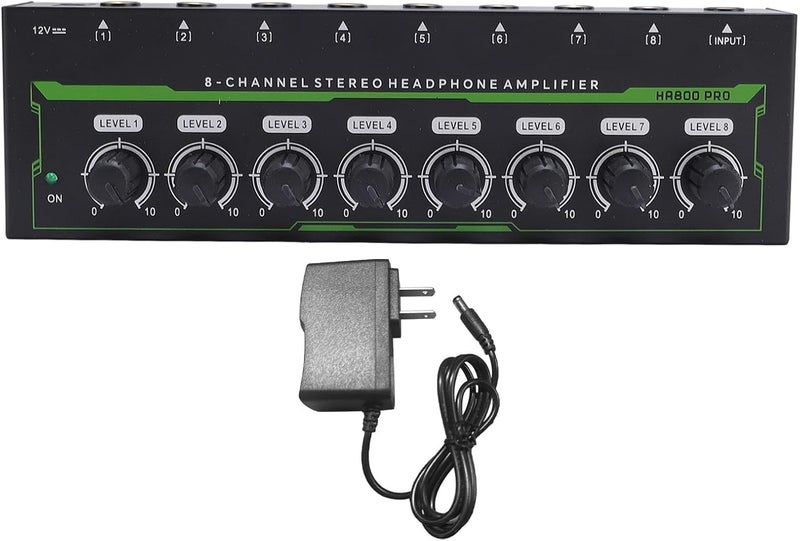 Eujgoov HA800 PRO 8 Channel DJ Mixer Headphone Amplifier Splitter 1/8 TS Headphone Mixer Amp for Studio (US Plug) - Image 5