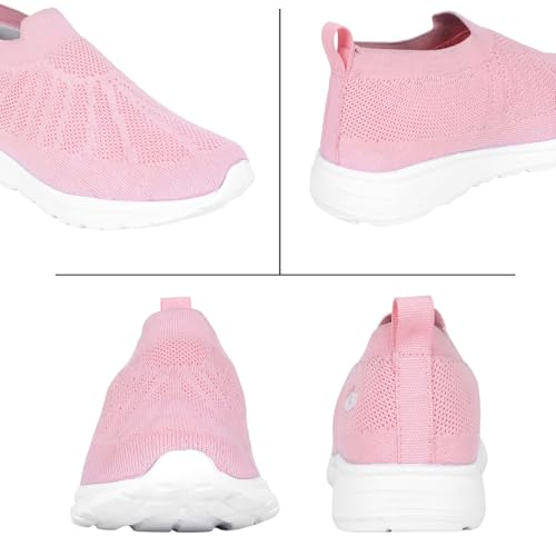 TRASE Sports Slip-On Shoes for Kids | Knitted Upper Lightweight Footwear for Boys & Girls | Comfortable EVA Sole and Breathable Shoes for Walking & Play (Pink, 13C UK) - Image 4
