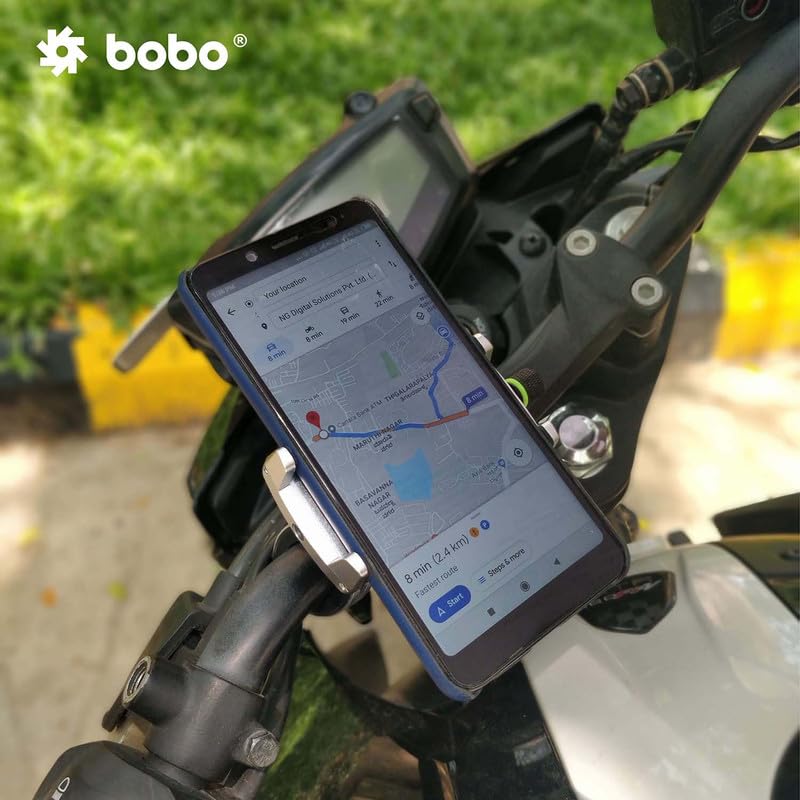 BOBO BM3 Aluminium Waterproof Bike/Motorcycle/Scooter Mobile Phone Holder Mount, Ideal for Maps and GPS Navigation (Silver) - Image 5