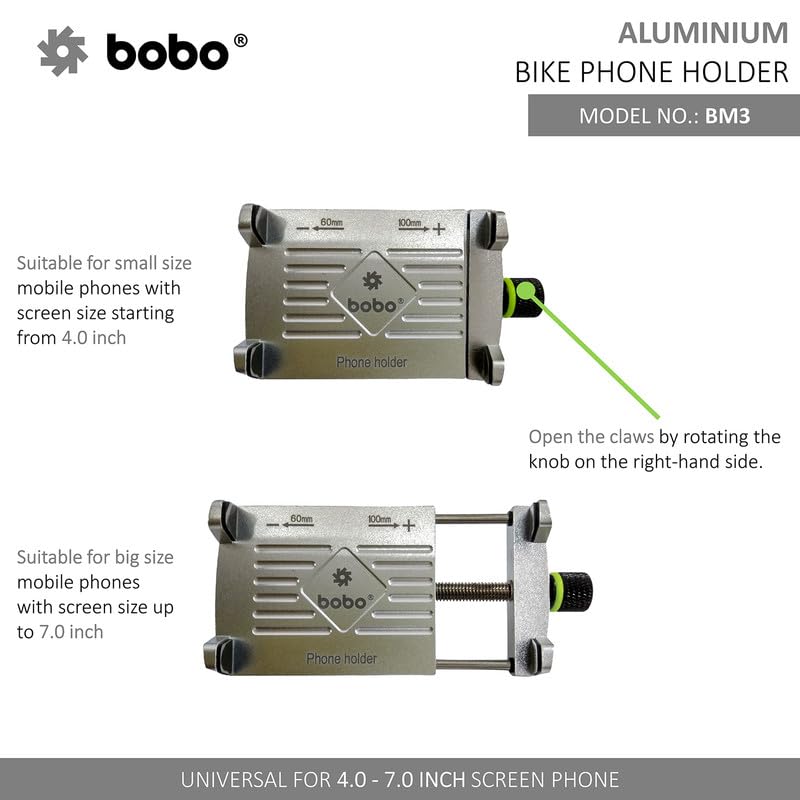 BOBO BM3 Aluminium Waterproof Bike/Motorcycle/Scooter Mobile Phone Holder Mount, Ideal for Maps and GPS Navigation (Silver) - Image 3