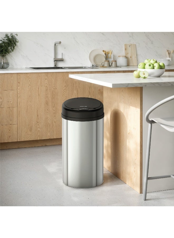 GREEN LION Smart Trash Bin 15L Stainless Steel Automatic Sensor Dustbin with Bin Capacity 15L & Manual Touch Control / Perfect for Home, Kitchen, Bathroom & Office / Removable Liner Ring / Soft-Close Lid  - Silver - Image 2