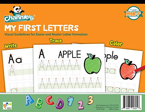 Channie's Channie’s My First Letters, Pre K - Kindergarten Writing Workbook, Fun Way to Practice Letter Tracing for Kids Ages 3-5, Easy to Follow, Color-Coded, 40 Double-Printed Worksheets - Image 1