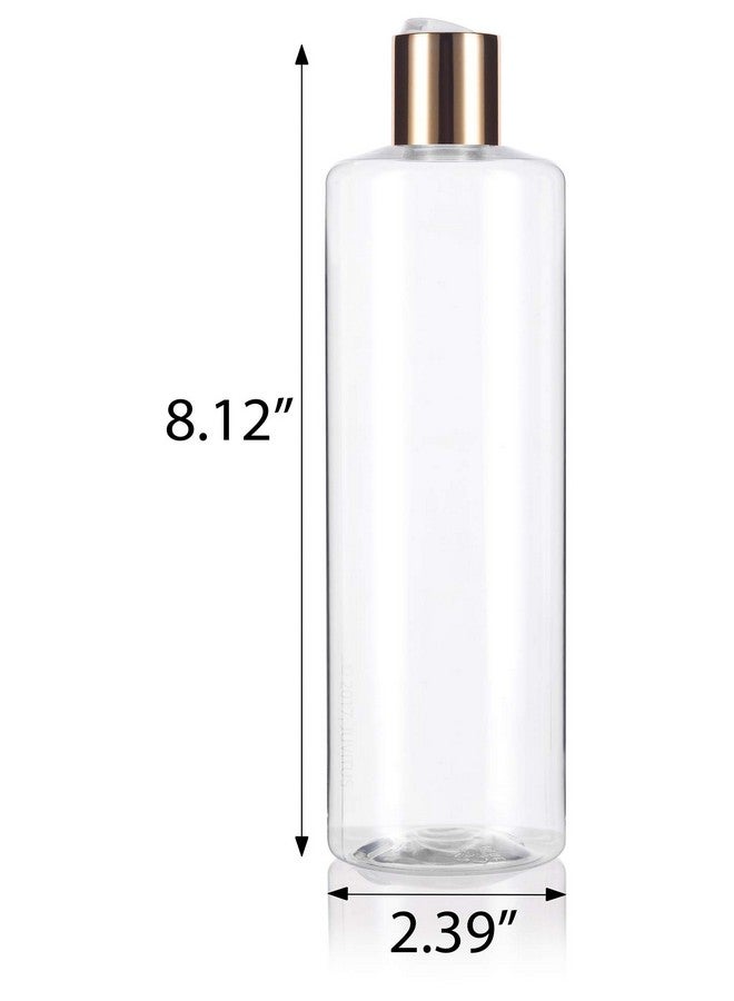 يوفيتوس زجاجات بلاستيكية شفافة احترافية من جوفيتوس، سعة 500 مل/16 أونصة (خالية من مادة BPA) مع غطاء قرص ذهبي (عبوة من 12 قطعة) - Image 2