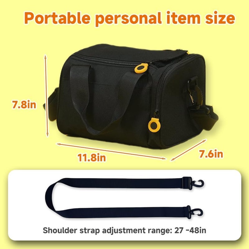 حقيبة صالة الألعاب الرياضية المصغرة سعة 12 لتر، حقيبة دافل مقاومة للماء من Azonee للنساء والأطفال، مع أقسام جانبية، حقيبة رياضية خفيفة الوزن مع تقسيم للأشياء الجافة والمبللة، سحاب مزدوج (أسود) - Image 3