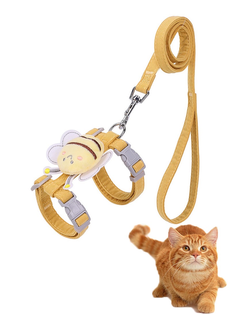 Kidle Adjustable Cat Harness Escape Proof  Bee Chest Strap Cat Lead Set for Walking - Image 1