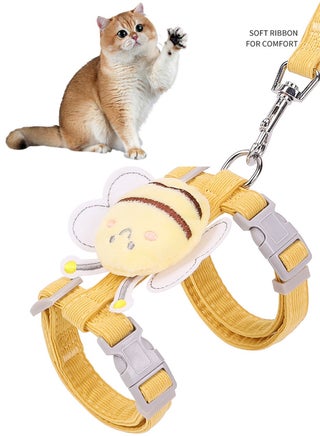 Adjustable Cat Harness Escape Proof  Bee Chest Strap Cat Lead Set for Walking - view 3