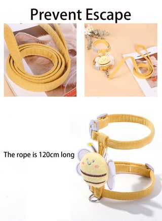 Adjustable Cat Harness Escape Proof  Bee Chest Strap Cat Lead Set for Walking - view 5