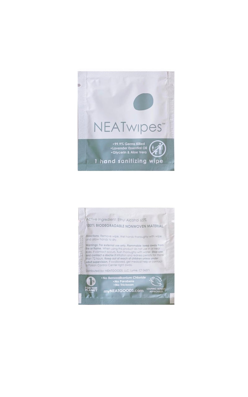 NEATSHEETS NEATwipes Hand Sanitizing Wipes | Travel Size | Disposable Wet Wipe & Planet Friendly | Lavender Essential Oil & Soothing Aloe | 24 Individually Wrapped Wipes per Package - Image 3