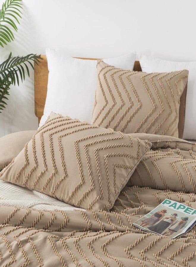 Andency مجموعة أغطية سرير أندنسي توبي بحجم كينغ، مجموعة أغطية سرير بوهو ناعمة ودافئة مع تنجيد، 3 قطع بتصميم شيفرون ريفي جذاب ومجموعة أغطية سرير بوهو ذات الملمس المميز - Image 5