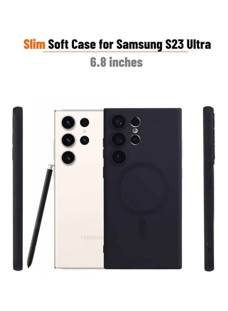 Compatible Galaxy S23 Ultra Case with Camera Lens Protector (Compatible with MagSafe) Magnetic Anti-Scratch Shockproof Protective Samsung  Galaxy S23 Ultra Case for Women Men - Black - Image 2