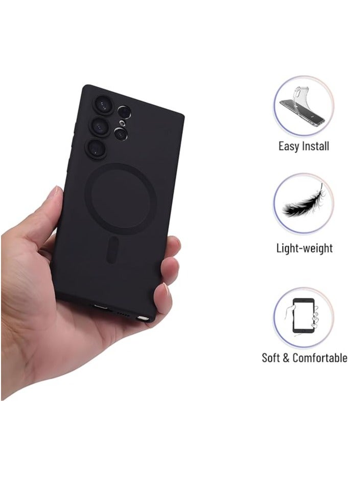 Compatible Galaxy S23 Ultra Case with Camera Lens Protector (Compatible with MagSafe) Magnetic Anti-Scratch Shockproof Protective Samsung  Galaxy S23 Ultra Case for Women Men - Black - Image 3