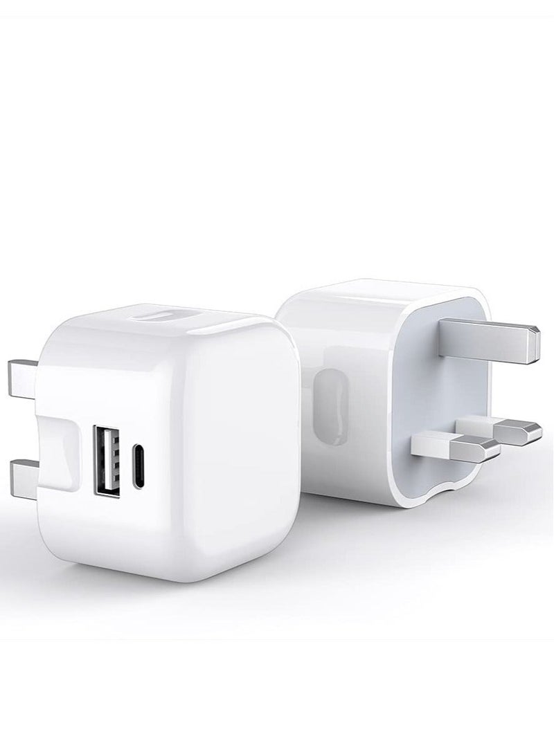 MUNTAQI USB + Type C Fast Charger Plug For Samsung Galaxy S23/S23 Plus/S23 Ultra/A14 5G/A54/S22 5G/S22 Plus 5G/S22 Ultra 5G/A53 5G/A13/A23 20W Dual Port UK Wall Plug Travel Fast Charging Plug (WHITE) - Image 5