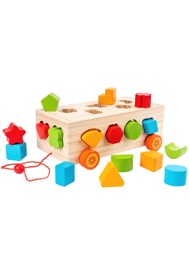Direct Supply Children's Early Education Knocking Ball Trailer Stereo Puzzle Wooden Creative Model Shape Puzzle-Color:Knock Ball Trailer - Image 2
