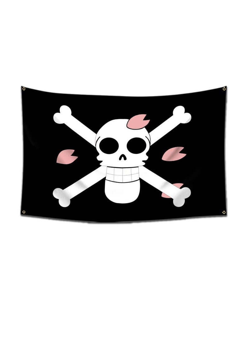 General 1-Pieces Polyester Flag ONE PIECE Cartoon Flag Design Cosplay Pirate Flag Straw Hat Luffy Print Room Decor with Corners Buckle 60*90cm Black-A22  - Image 1