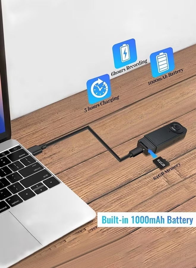 Mini Body Camera 1080P Camera with Memory Card,Body Worn Cam,Premium Portable,Wearable Video Recording Camcorder for Work Records ( incldued 64GB Card) - Image 4