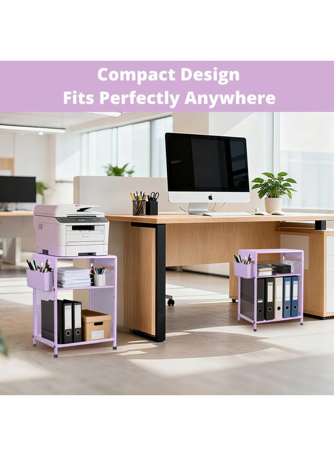 ECOLOVI Purple Kids Nightstand, 3-Tier Small Side Table for Small Spaces, Narrow End Table with Adjustable Storage Shelf, Girls Bedside Table for Toddler in Nursery, Living Room Sofa, Bedroom, Office - Image 5