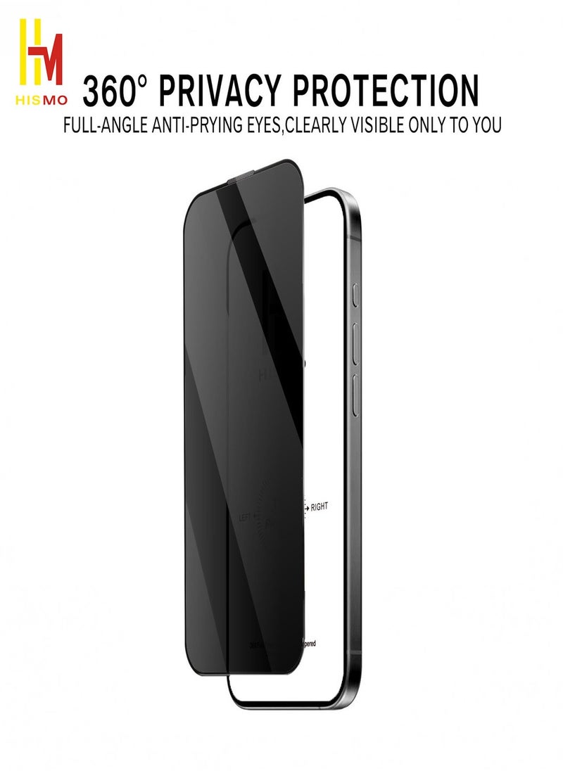 360° Full Privacy Screen Protector【iPhone 13/13 Pro/14】360 Degree All-Angles Peeping Protection, 9H Tempered Glass, Bubble-Free Installation, Smooth Touch, Full Edge Coverage